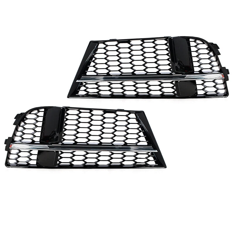 Glossy black fog light grille cover for Audi A3 8V S-LINE 2017 - 2019