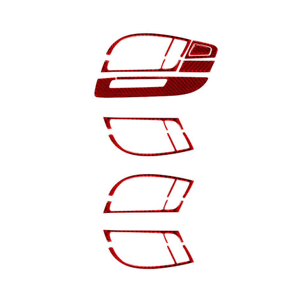 12Pcs Red Carbon Fiber Door Handle Frame Cover Trim for Audi Q7 2007-2015