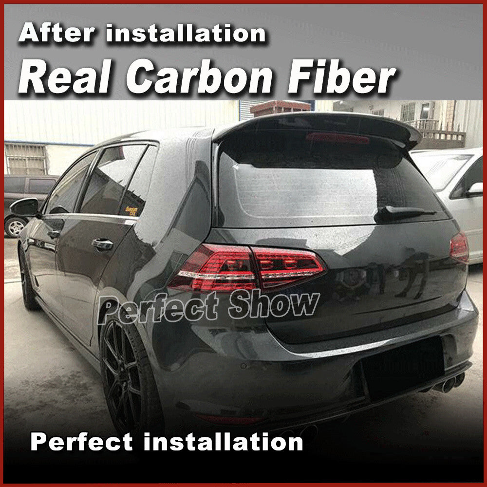 for VW for GOLF 7 VII MK7 GTI R 2014-17 REAL Carbon Fiber Rear Roof Spoiler Wing Lid