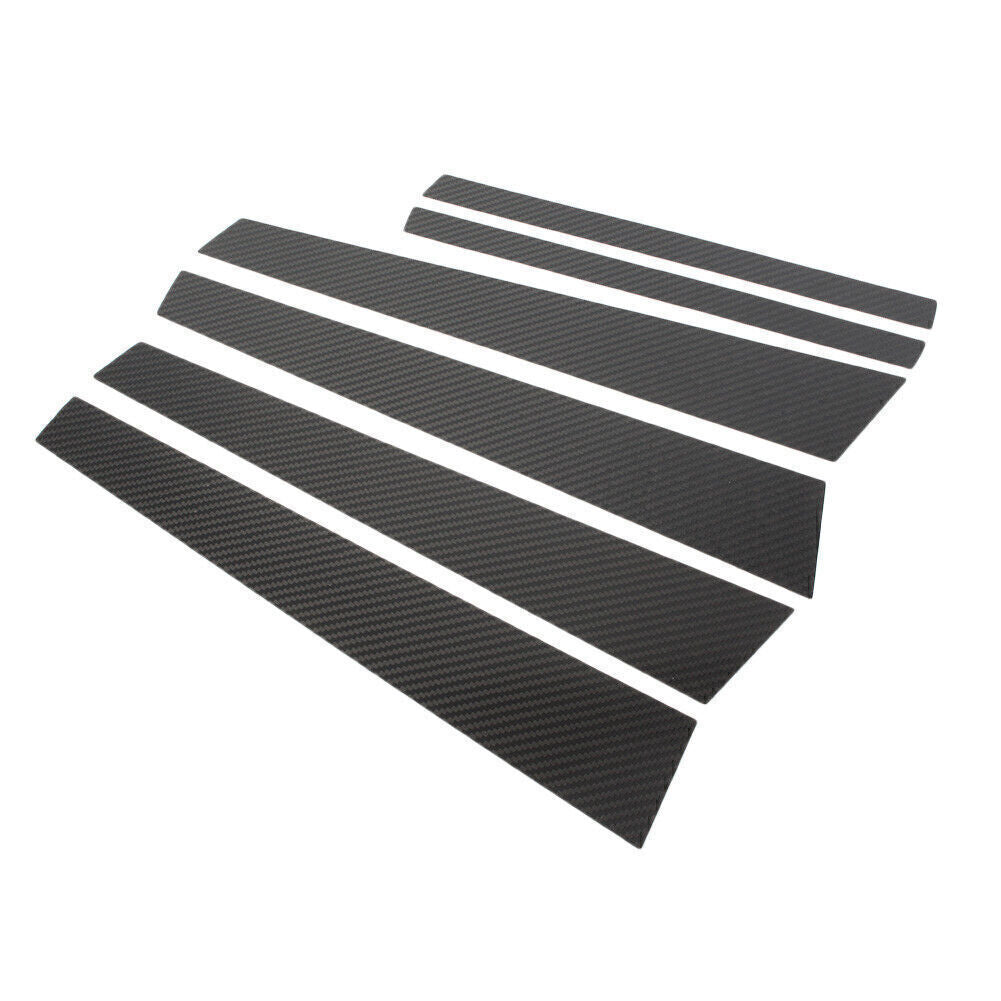 6X Carbon Fiber Car Window Door B Pillar Trim Cover Fit for BMW 5 Series E60 2004-10