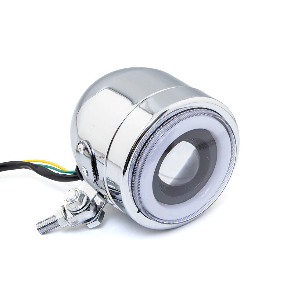 Motorcycle headlights, fog lights, angel eye LEDs, suitable for Bobber Chopper Cafe Racer.