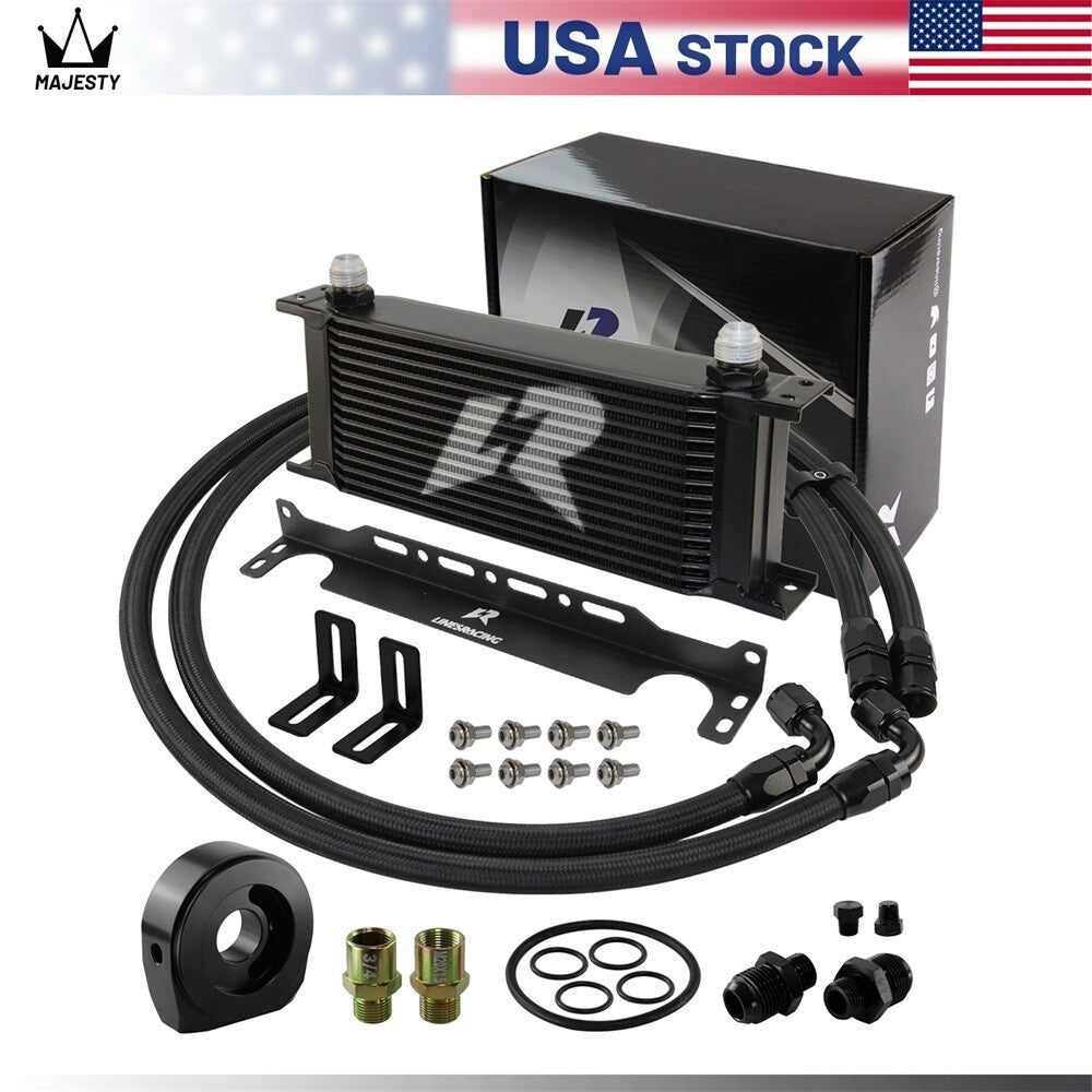 LR 15 Row AN10 Oil cooler w/Bracket+Filter Adapter Hose Kit 3/416 M201.5 BK
