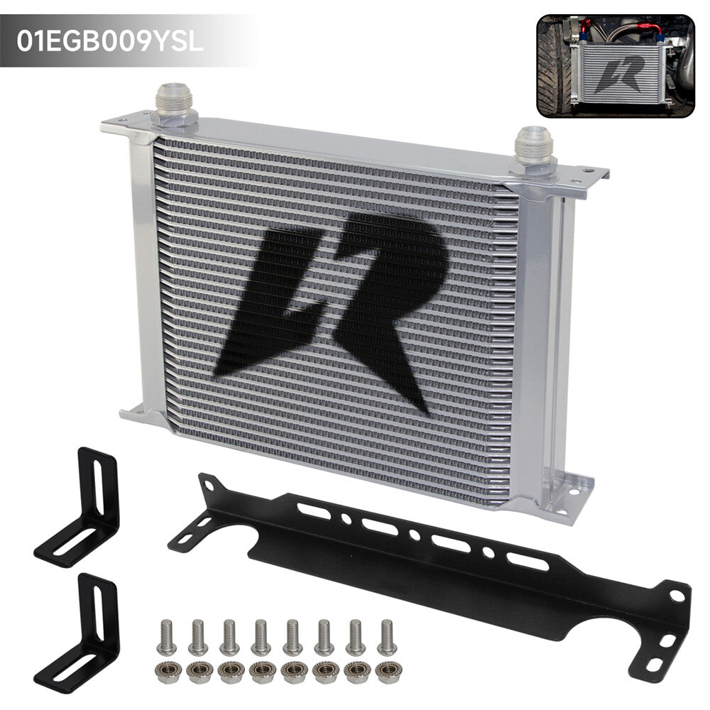 Universal 30 Row Stacked Plate Oil Cooler AN10 Aluminium+Mounting Bracket Silver