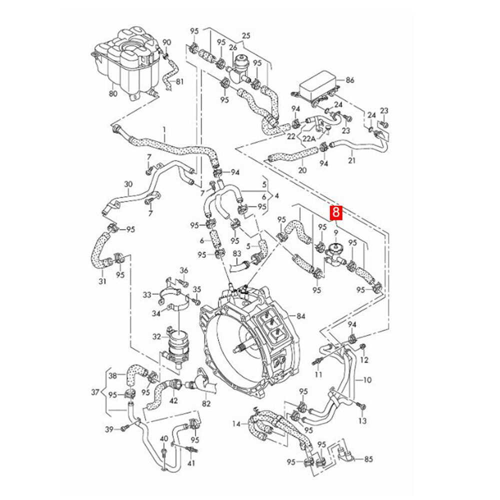 new coolant hose with valve 7P0122073B, suitable for Volkswagen 2011-2018 Touareg 3.0L 7P5 7P6