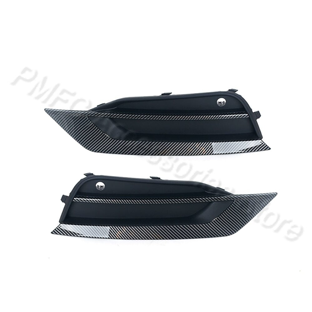 Pair Fog Light Grille Front Bumper Carbon Fiber Style for VOLVO S90 V90 2016-19
