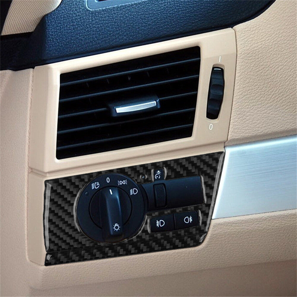 Carbon Fiber Interior Headlight Switch Button Panel Cover for BMW X3 E83 2004-10