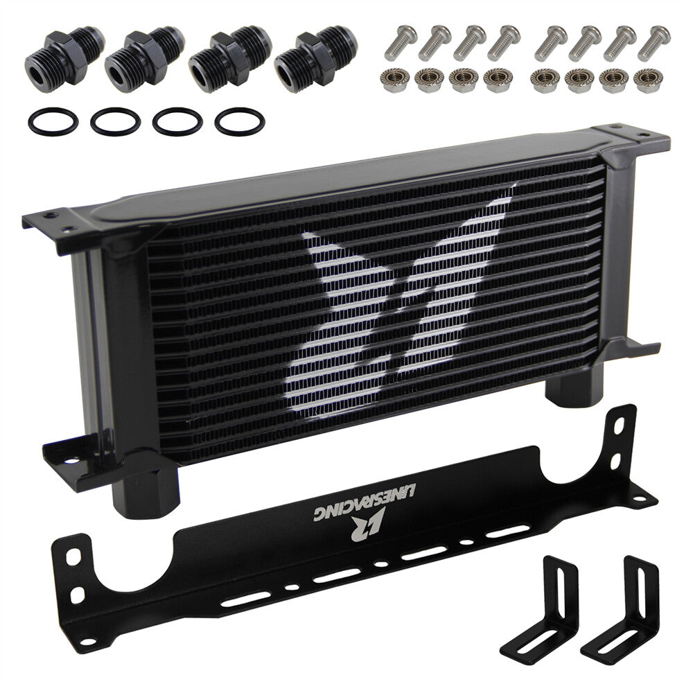 Universal 16 Row G1/2 248MM Oil Cooler + 2PCS AN8 AN10 Fittings + Bracket Kit