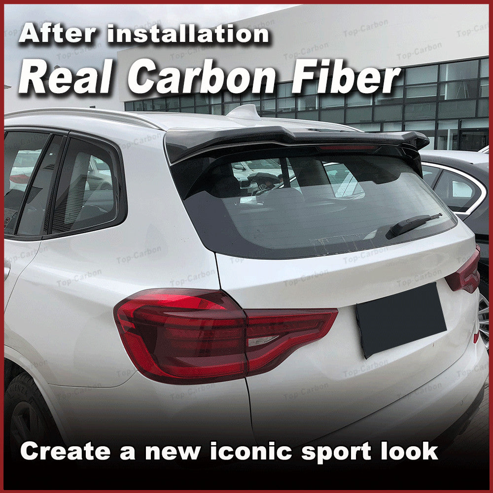 for BMW X3 Non X3M 2018-2019 REAL CARBON Rear Roof Top Window Spoiler Wing Lip