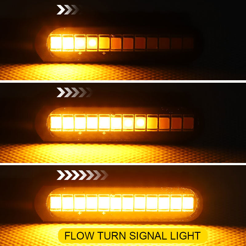2x Sequential Flowing LED Motorcycle Turn Signals Indicator Light Blinker Amber