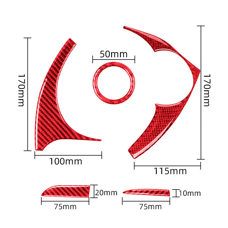 5Pcs Red Carbon Fiber Dashboard Speedometer Cover Trim for Mazda CX-9 2016-2022