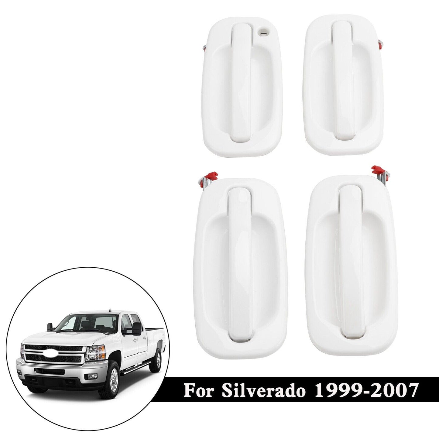 4x Exterior Olympic White Painted Door Handle Set For 1999-07 Silverado 19356468
