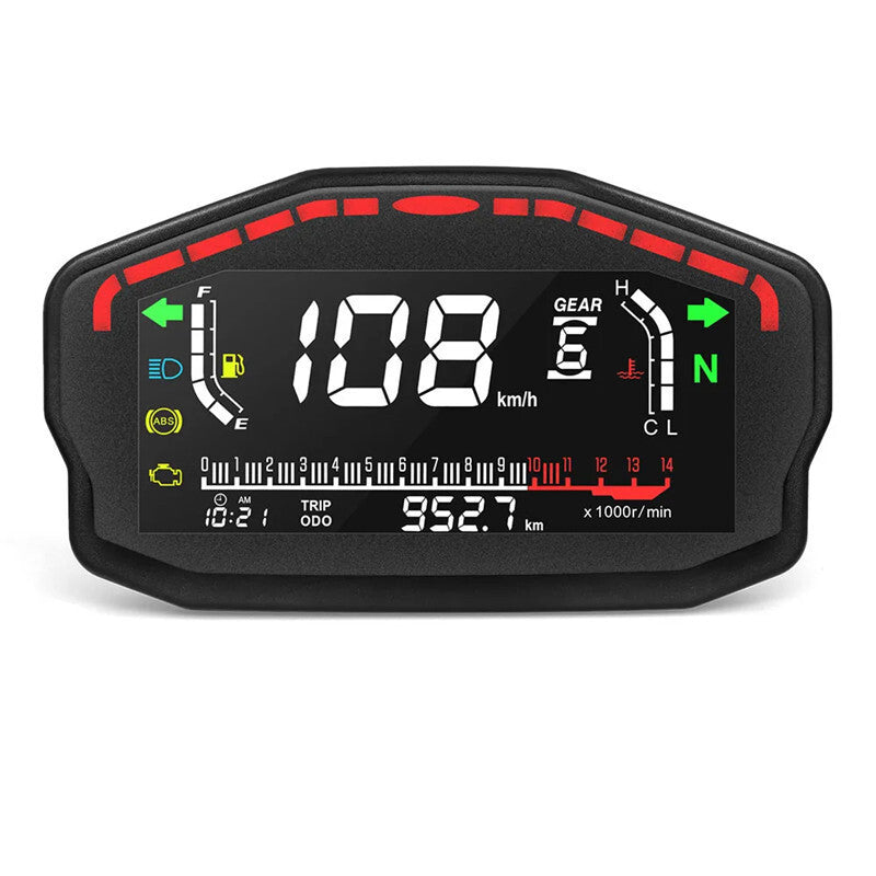 Motorcycle Universal LCD Display Tachometer Water Thermometer Display Dashboard