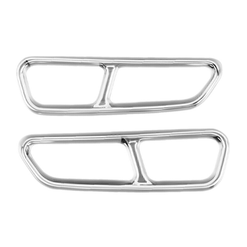 Glossy Silver Rear Exhaust Muffler Tail Pipe Cover Trim Fit for Audi A6 S6 2015-2018