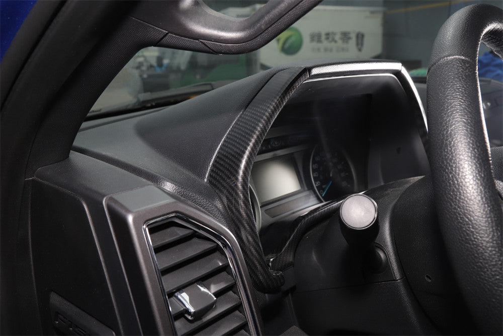 Carbon Fiber ABS Inner Dashboard Panel Decorative Trim Fit for Ford F150 2015-20