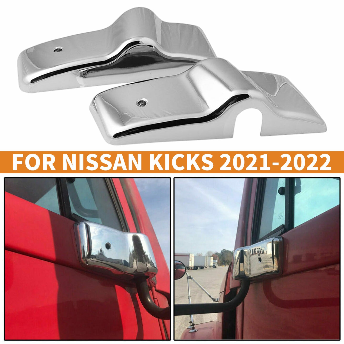 2-Piece for Freightliner Columbia Century L+R Side Chrome Door Mirror Cover Brackets