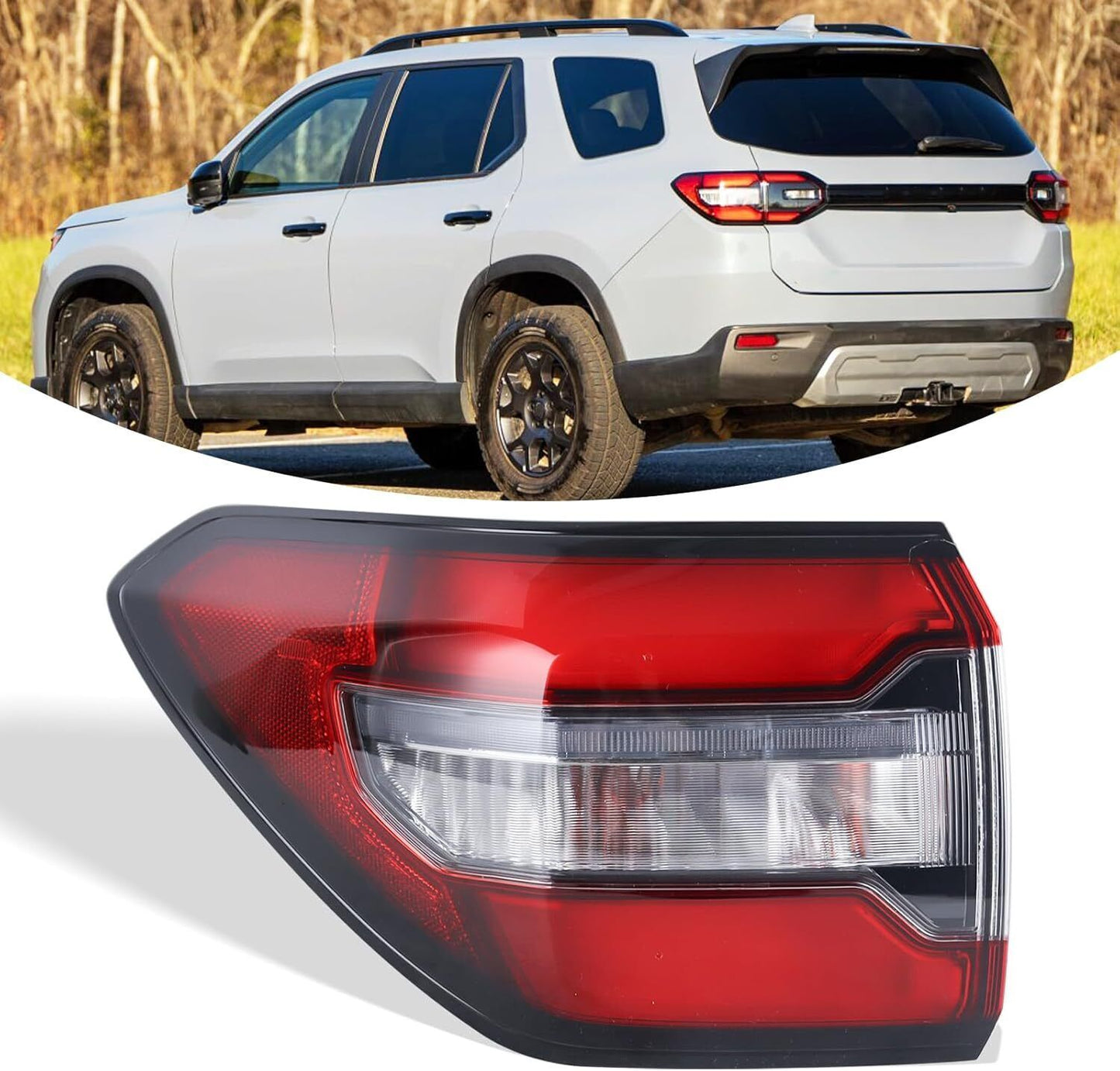 The left outer LED taillight and rear brake light are applicable to the for Honda Pilot 2023 and 2024 models.