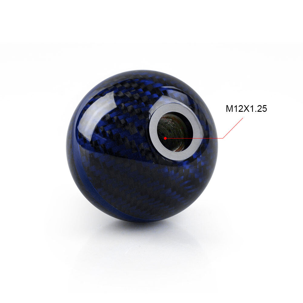 Universal Carbon Fiber Ball Manual MT Gear Shift Shifter Knob W/Blue Stripe