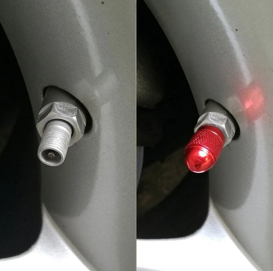 4-piece car tire valve cover rod air dust cover, premium metal, red and white, suitable for Toyota .