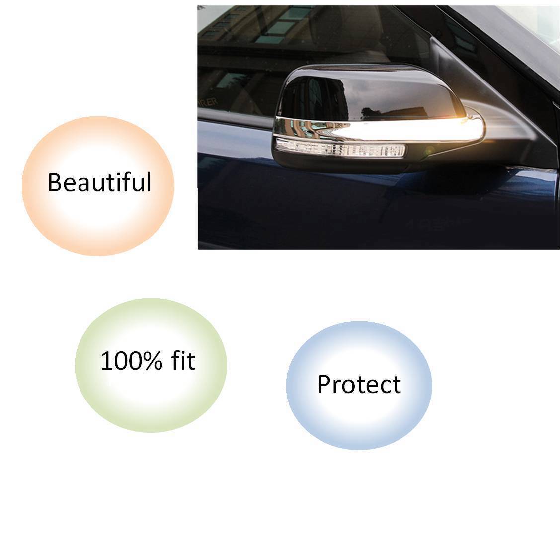 for Ford Explorer 2011-2019 Chrome Outer Side Door Mirror Strips Cover Trim ABS