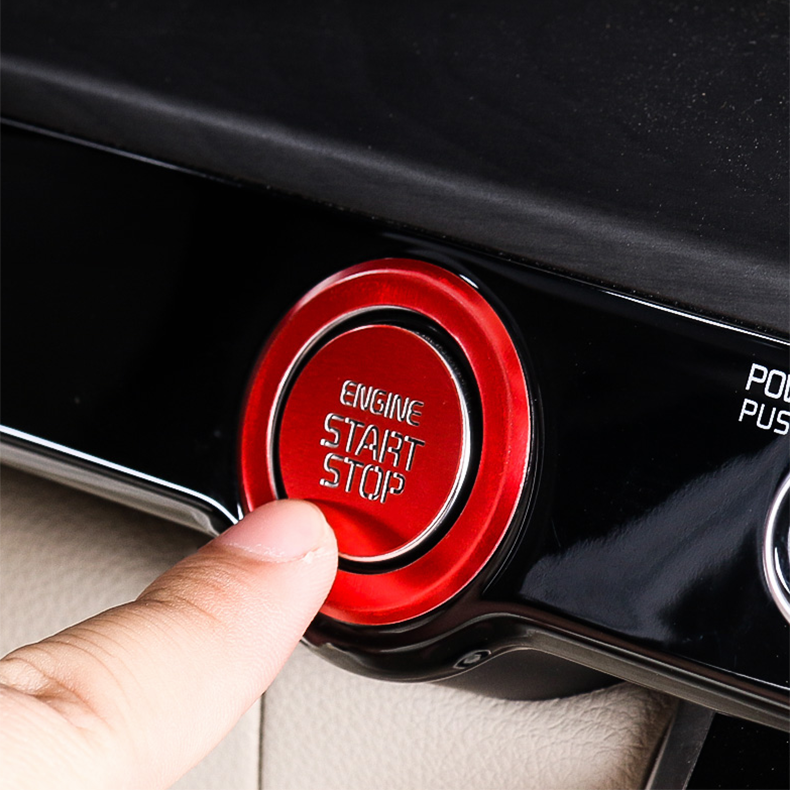 for Kia Carnival 2022-2023 Red Alu. Start Stop Button Ignition Switch Cover Trim