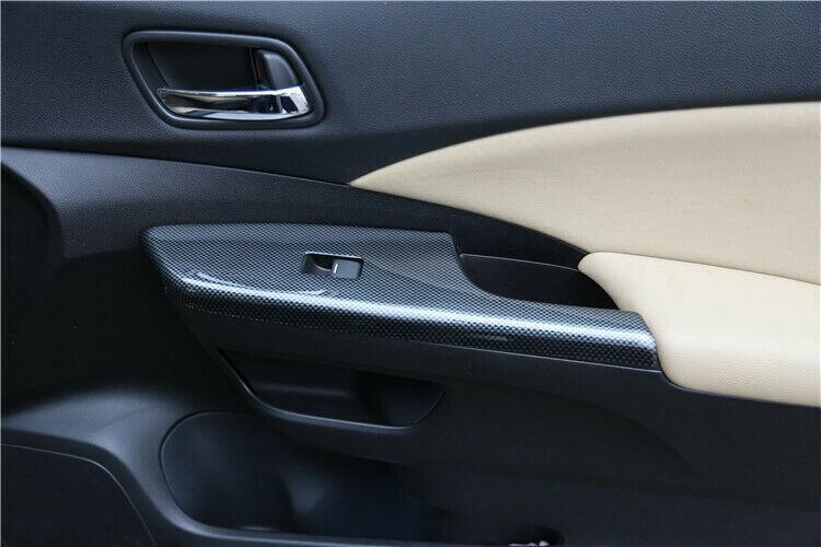 for Honda CRV CR-V 2007-2011 Carbon Fiber Window Lock Lift Panel Frame Trim 4PCS
