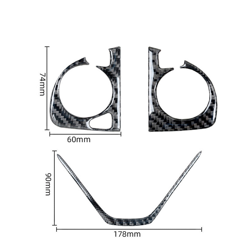 3Pcs Carbon Fiber Steering Wheel Button Trim for Honda CRV CR-V 2012-2016 Type A