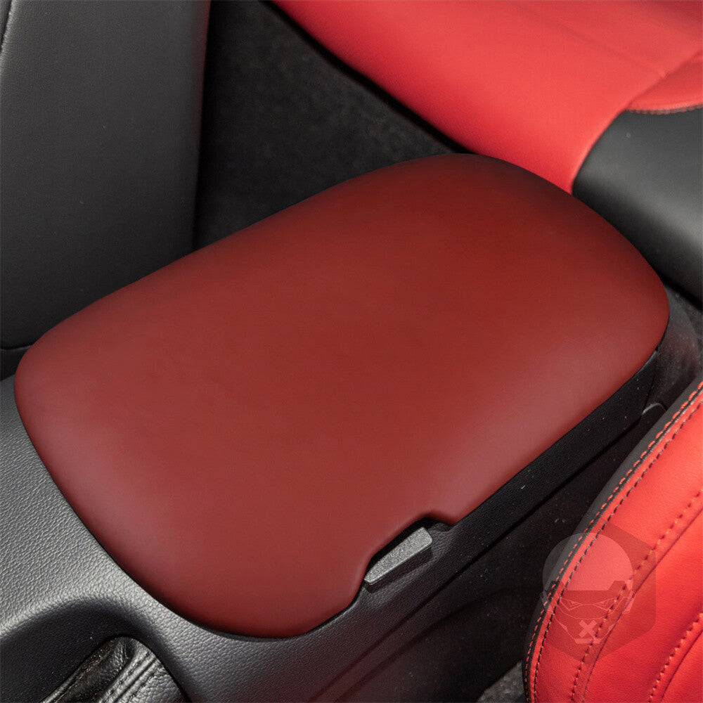 PU Leather Red Center Console Armrest Box Panel Cover for Ford for Mustang 2015-2023