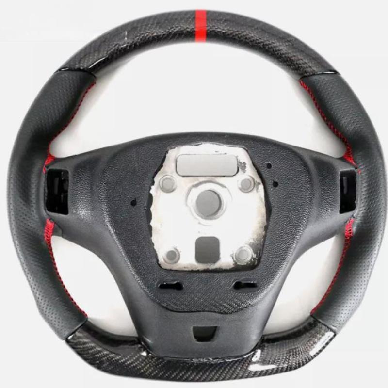 For 12-15 Chevy Camaro CF Leather Steering Wheel W/ Red Stitching Indicator NEW