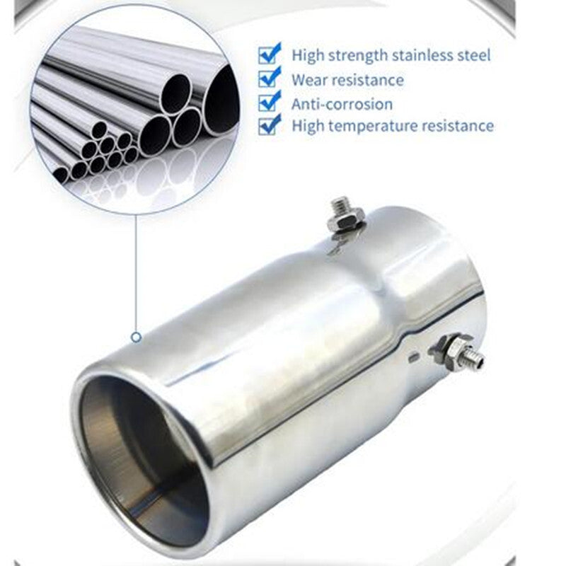 1x Universa Chrome 70mm Inlet Exhaust Tail Muffler Tip Stainless Steel Rear Pipe