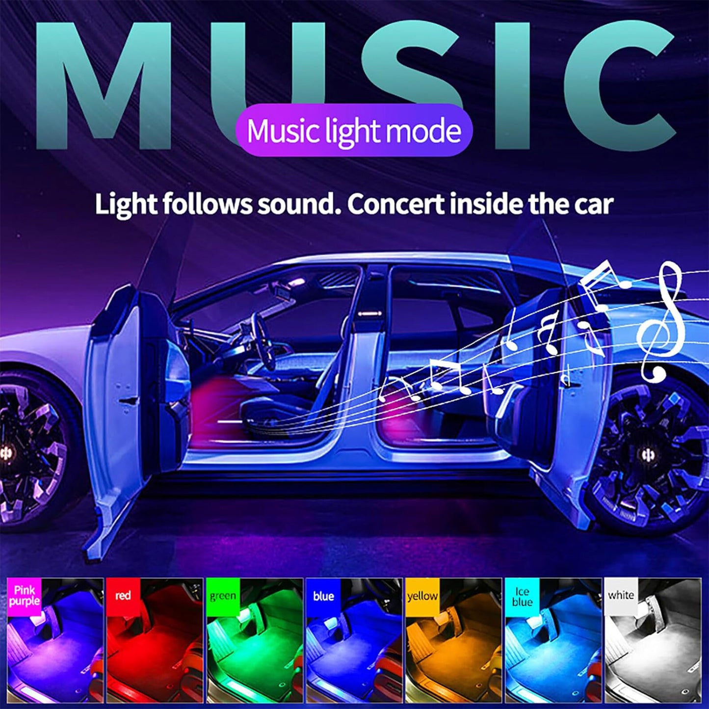 Car / Passenger Car LED Ambient Lighting Interior Lighting Light Bar App Control