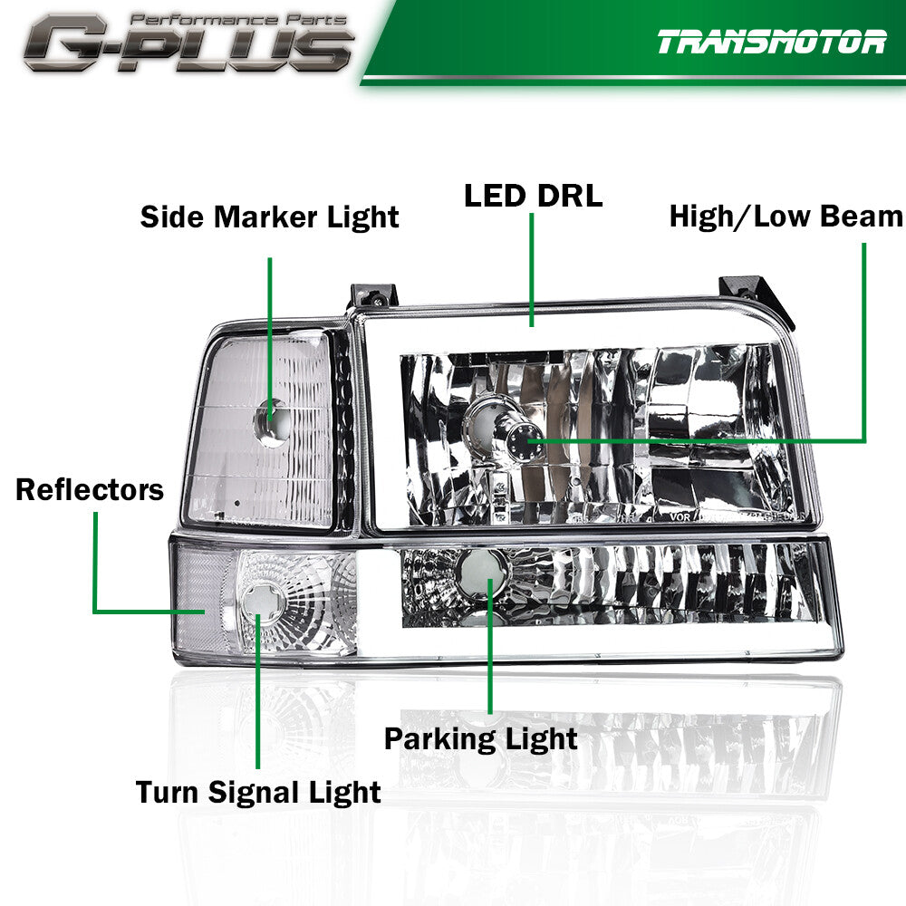 92-96 F150 F250 LED DRL Yellow Water + Red-Yellow Water