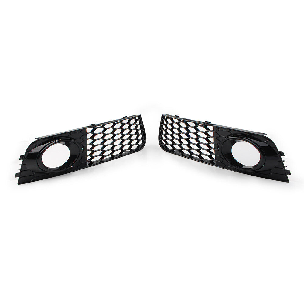 Front Fog Light Honeycomb Hex Mesh Grille Cover for Audi A4 B8 2009-12 Black cl