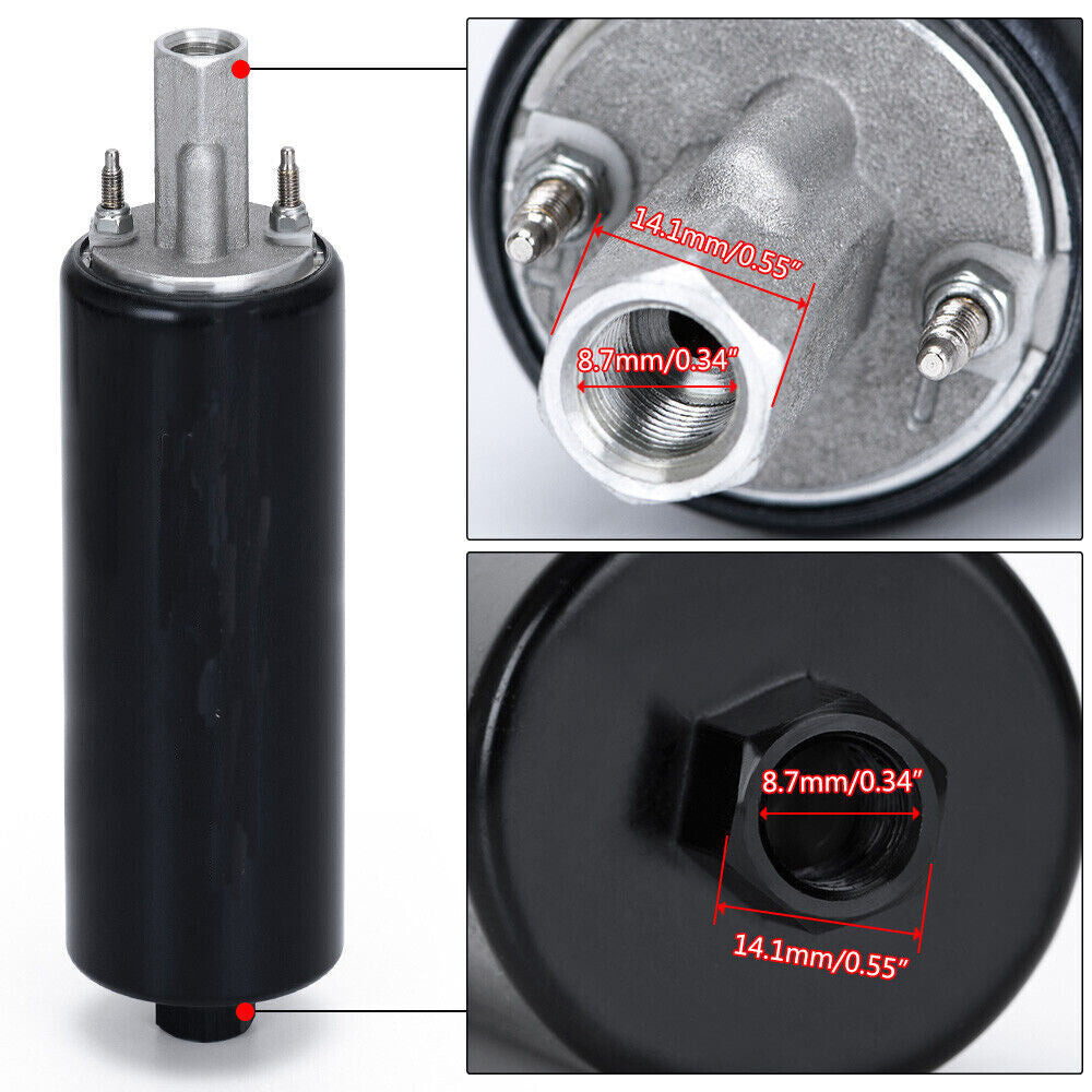 External Inline 255LPH 3/8 Fitting Mount Kit High Flow Pressure Fuel Pump GSL392