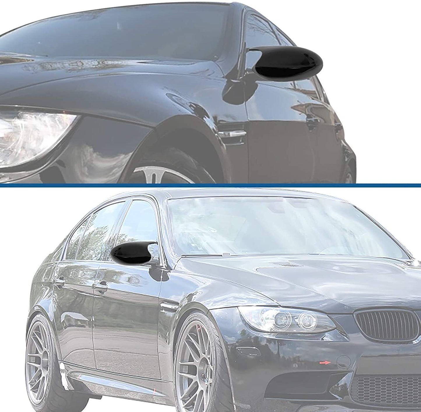 AI Side Mirror Caps for BMW E81 E82 E88 E87 PRE-LCI Gloss Black M3 Style