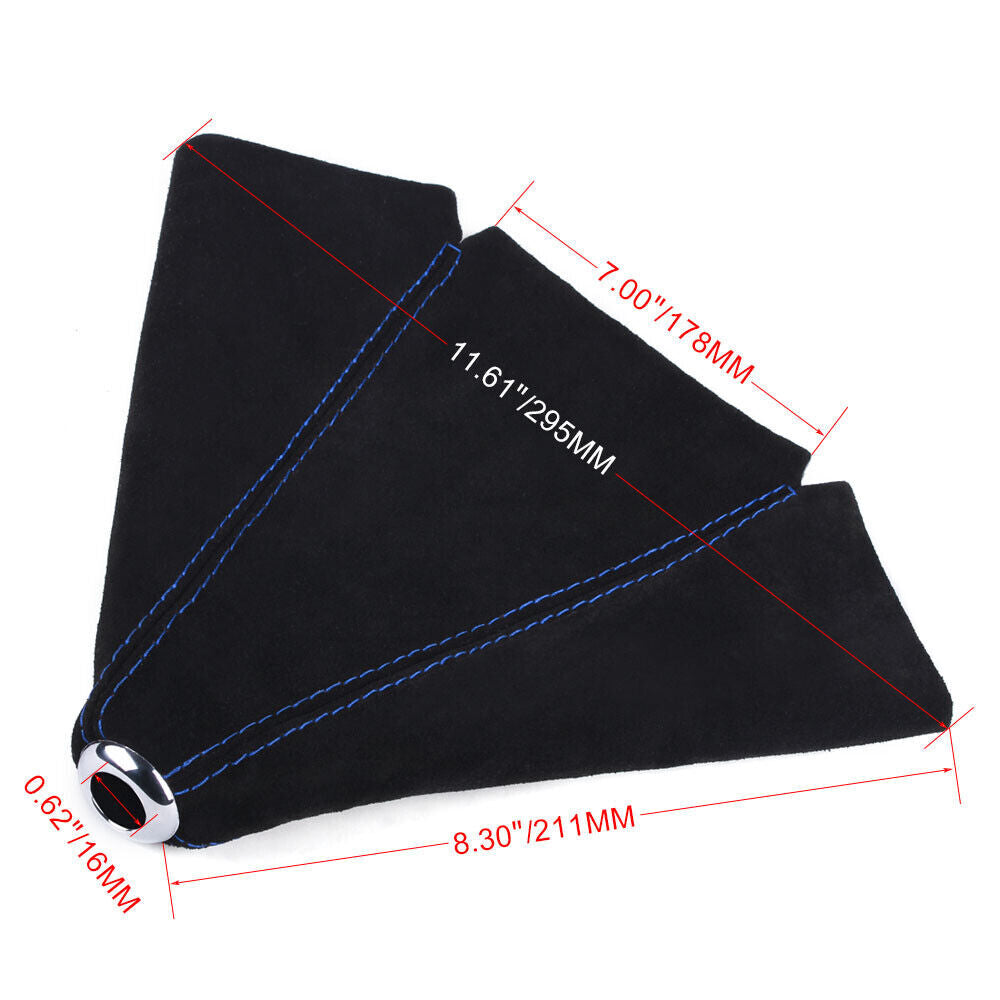 Genuine Leather Velvet Suede Shift Knob Boot Cover Black With Black Stitches