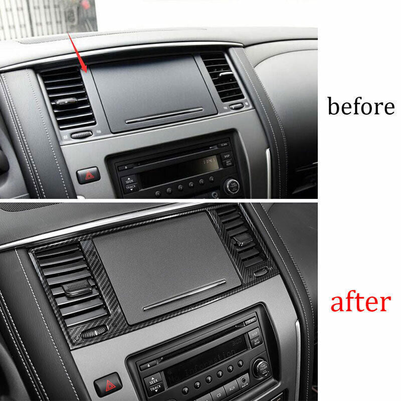 Middle Air Outlet Vent Cover Trim Fit for Nissan Armada Y62 17-20 Carbon Fiber