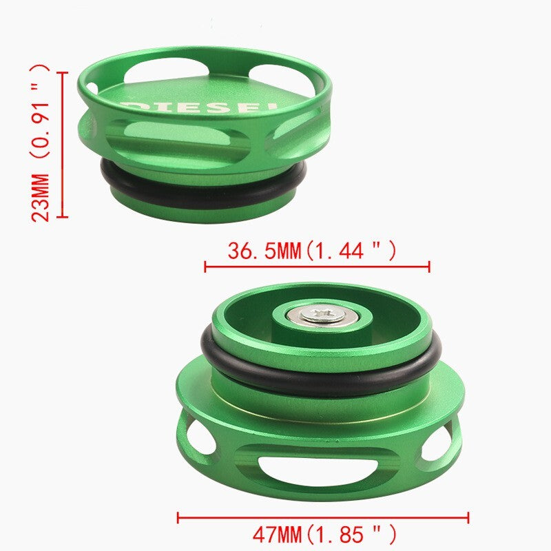 Anti-loss rope aluminum alloy DEF cap suitable for 2013-2020 for Dodge for Ram 1500 trucks.