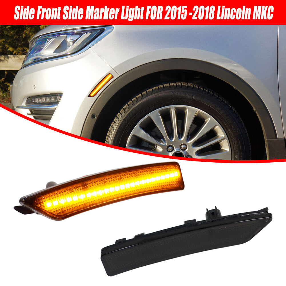 1 pair of smoked lens amber LED front side manufacturer parking lights for 15-19 for Lincoln MKC