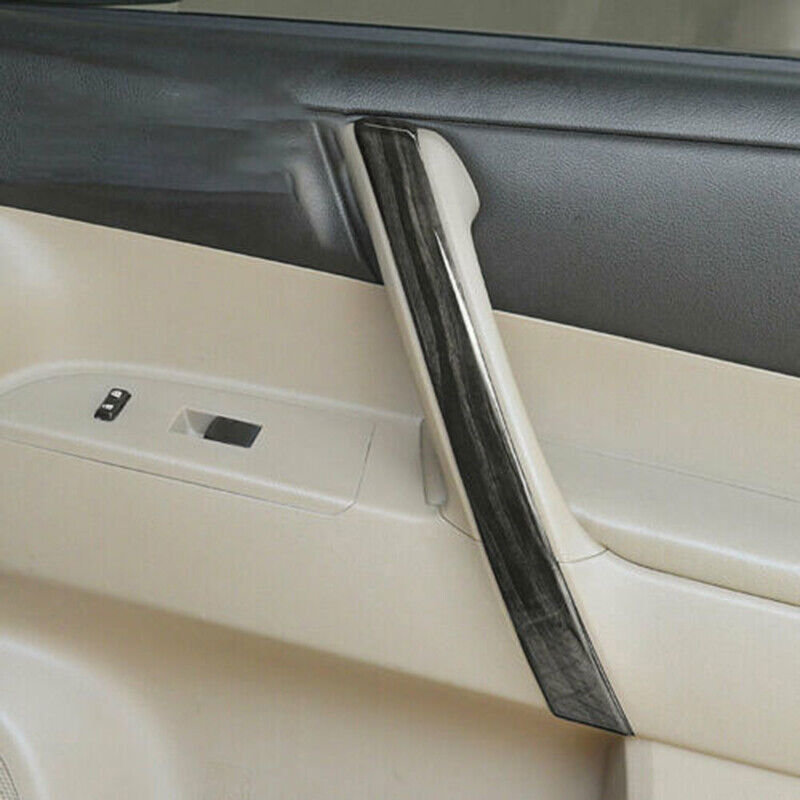 for Toyota Highlander 2008-2013 Black Wood Grain Door Armrest Strip Cover Trim