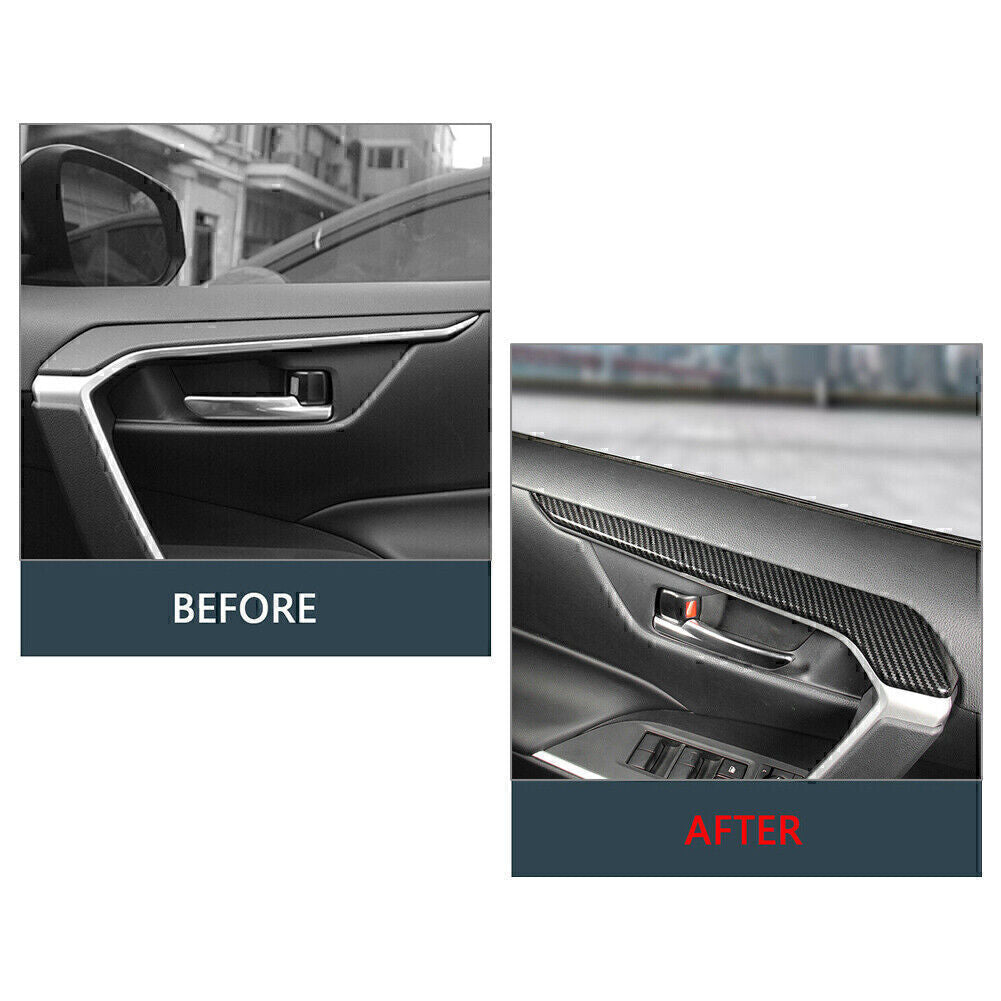 4X Car Inner Door Panel Armrest Cover Trim Fit for Toyota RAV4 2019 2020