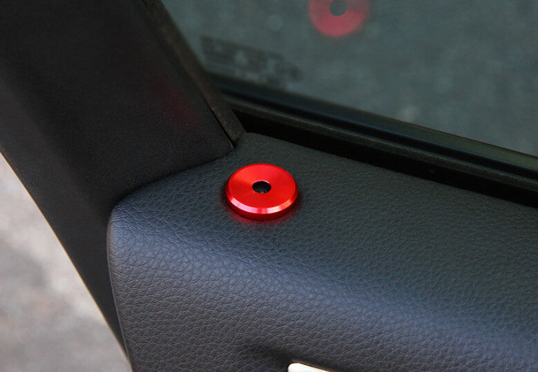 Red aluminum interior door lock ring trim is suitable for the for Porsche Macan 2015 - 2021