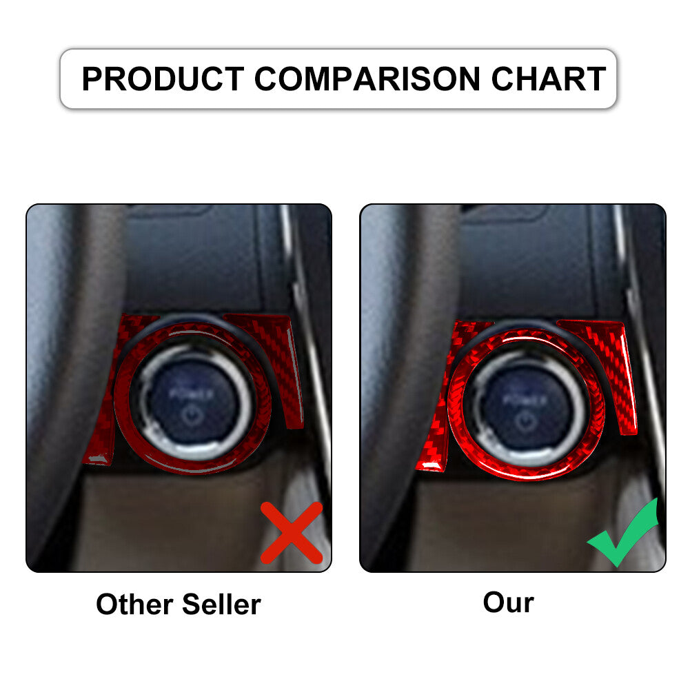 Red Carbon Fiber Engine Start Swich Button Trim Cover for Toyota for Camry 2012-14