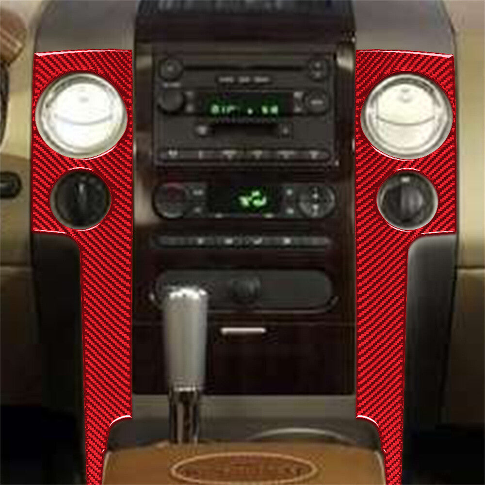 Red Carbon Fiber Center Air Vent Outlet Panel Cover for Ford F-150 FX4 2004-2008