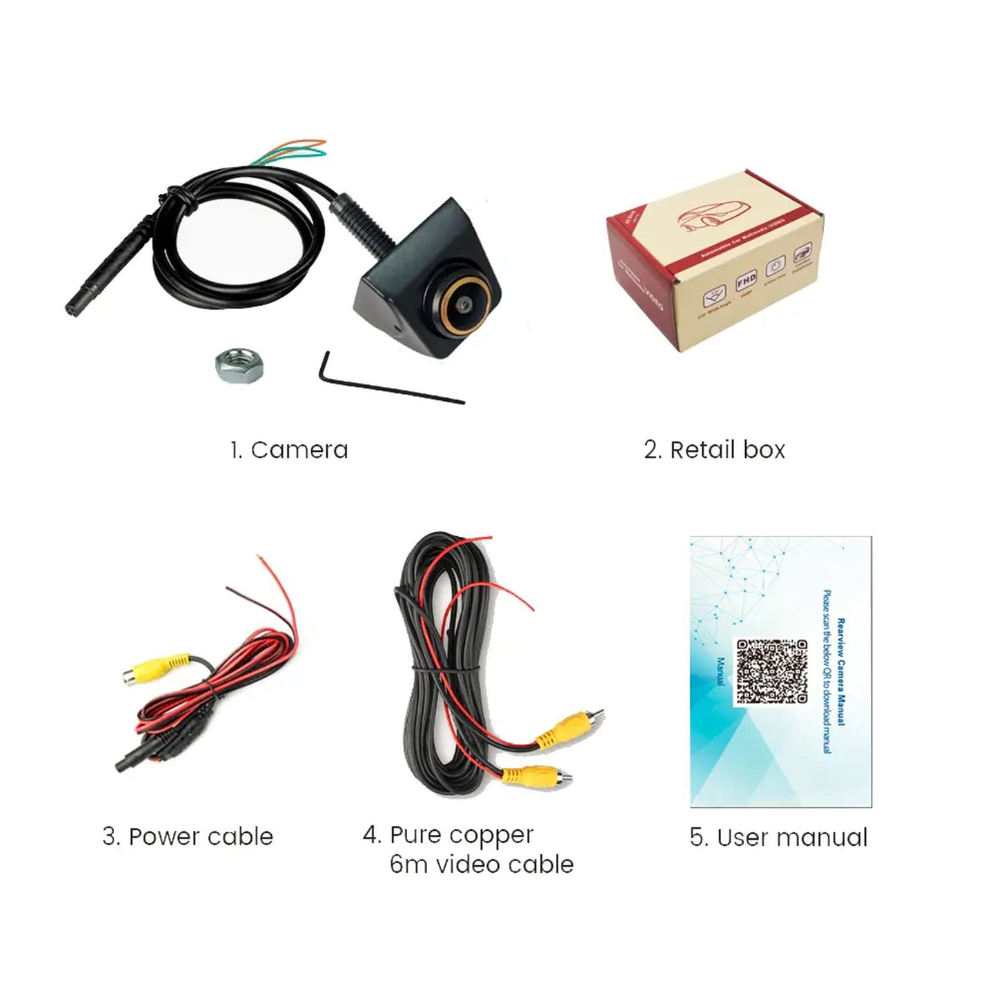 170¡ã Car Rearview Backup Camera, Reverse Parking Camera, AHD Waterproof Night Vision