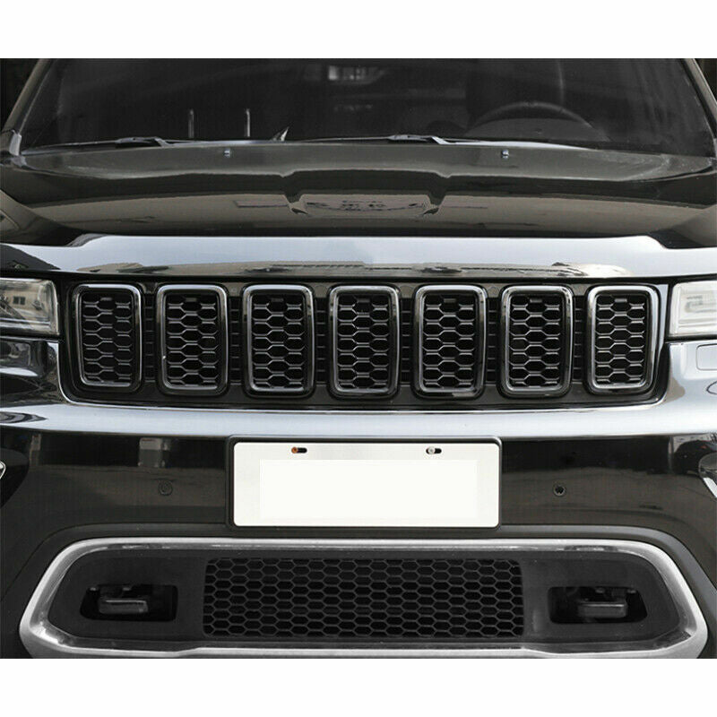 for Jeep Grand Cherokee 2017-20 Front bumper Center Mesh Grille Cover Trim Black
