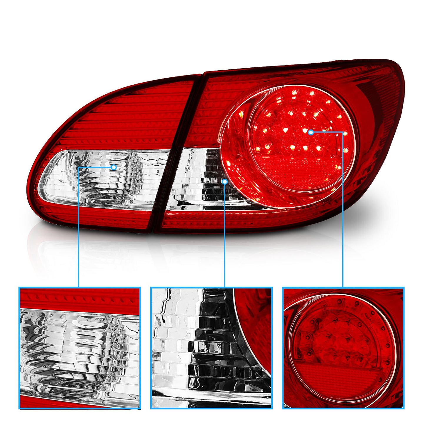 LeftRight LED Tail Lights For 2003 2004 2005 2006 2007 2008 for Toyota for Corolla Pair