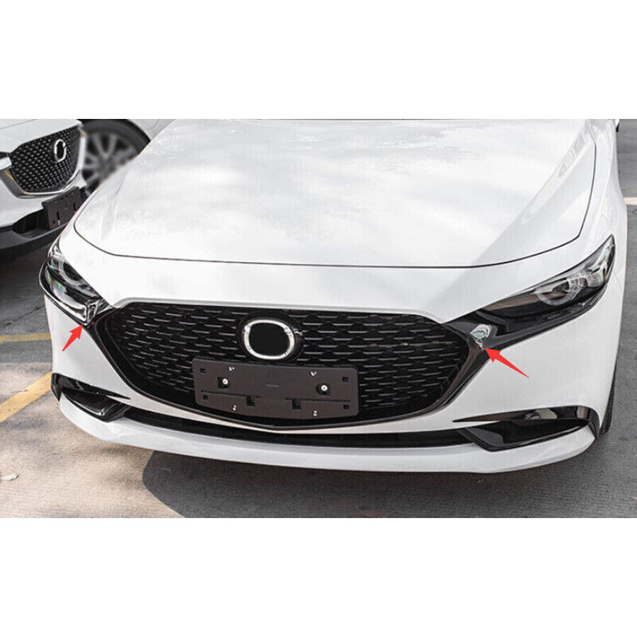 2P for Mazda 3 Axela 2019-23 Gloss Black Side Front Grille Grill Mesh Cover Trim