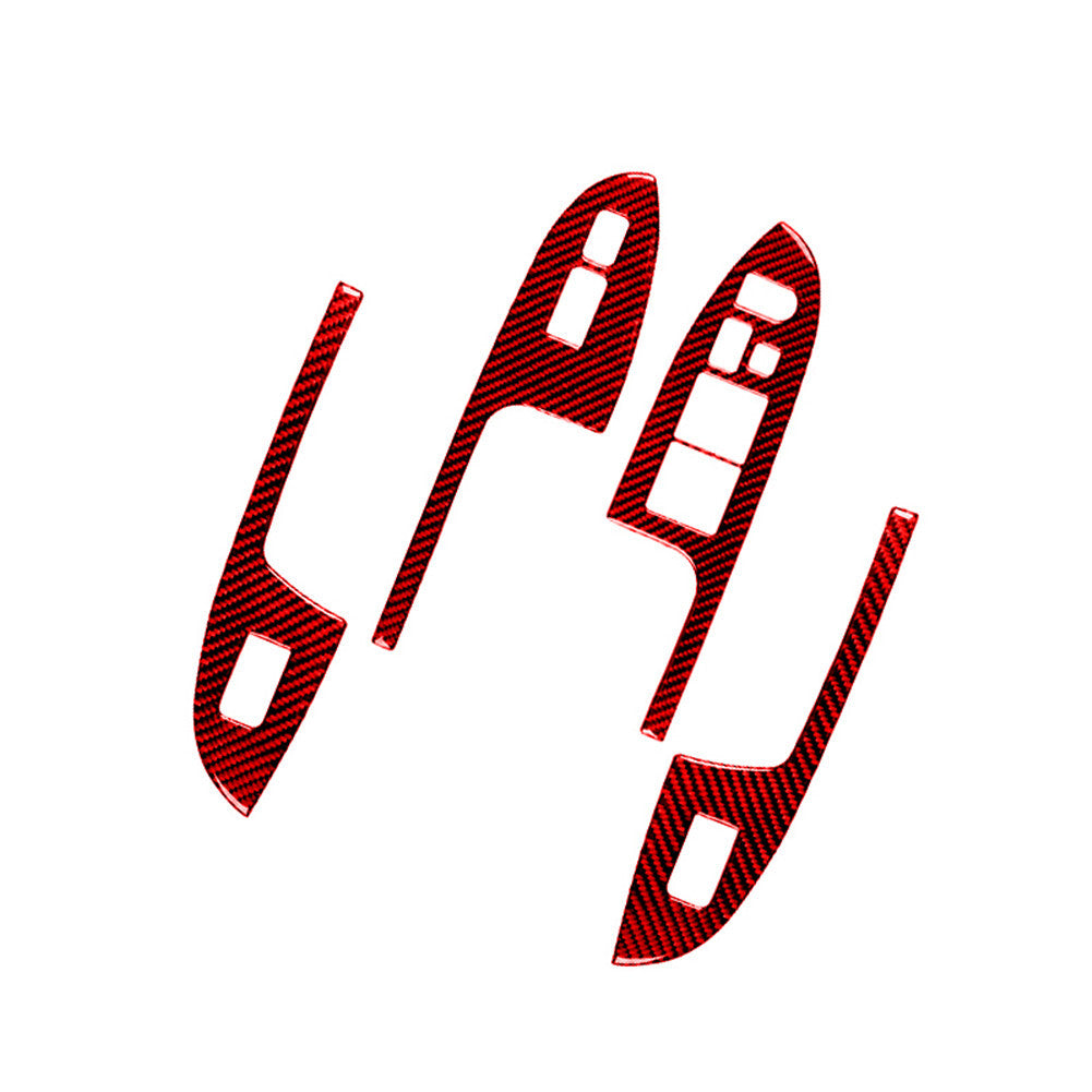 Red Carbon Fiber Window Switch Panel Trim Cover for Honda Accord Sedan 2003-2007