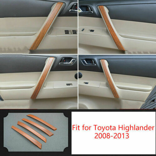 4P Peach Wood Grain Interior Door Armrest Panel for Toyota Highlander 2008-2013