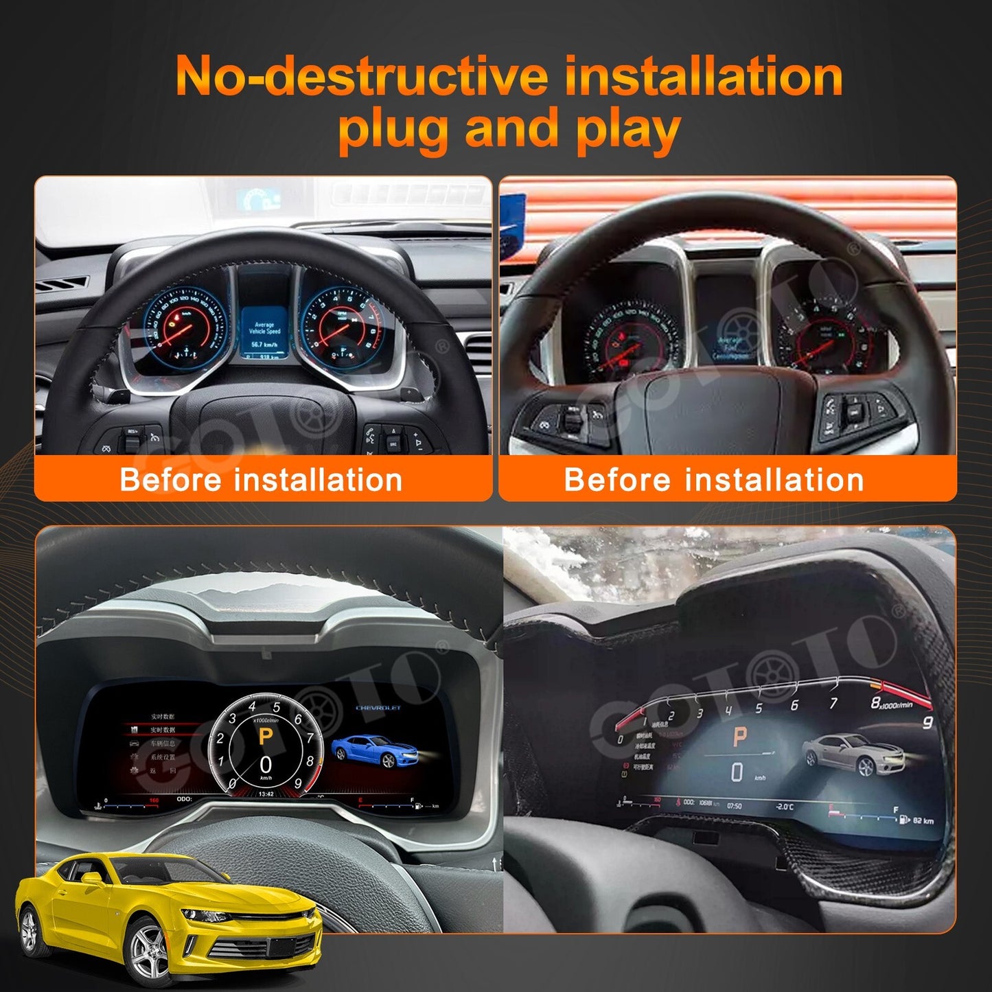 Android for Tesla Car Radio and LCD Digital Cluster for Chevrolet Camaro 2010-2015